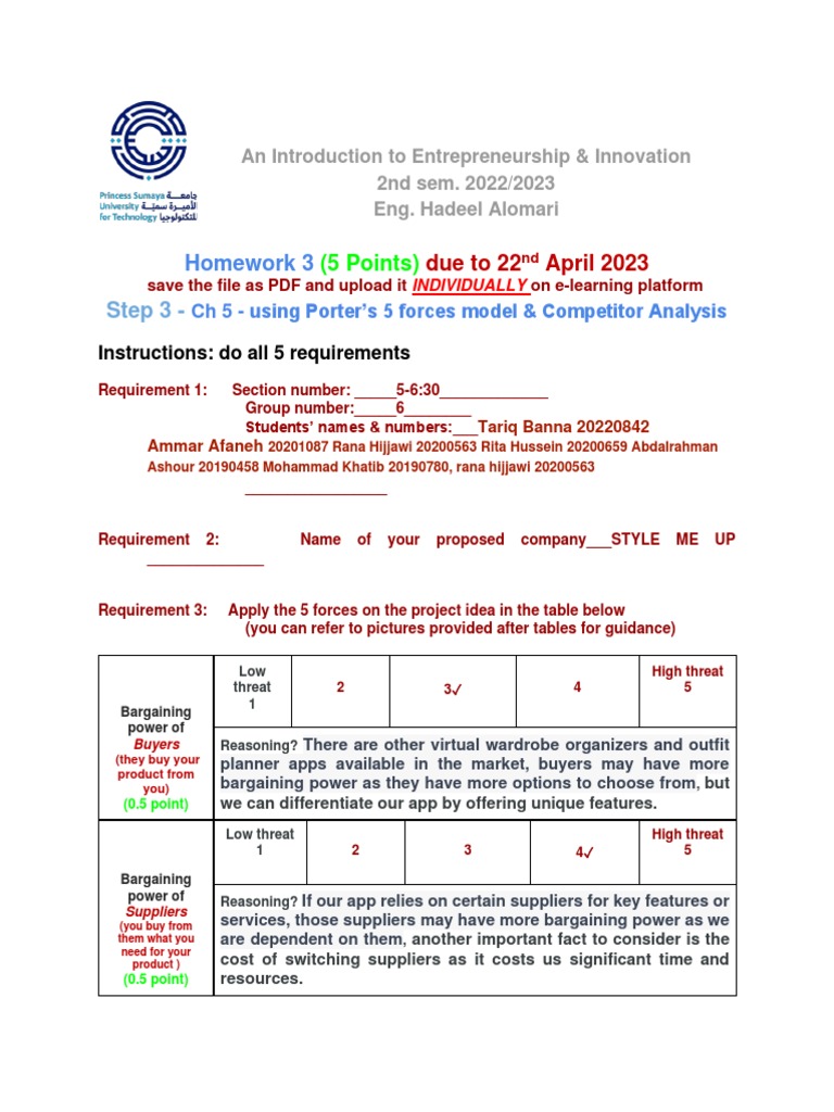 Homework 3 - Porter - S 5 Forces - Competitor Analysis | PDF | Market ...