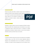 El Planteamiento Del Problema Respecto A La Pandemia en México Durante Los Años 2020 y 2021