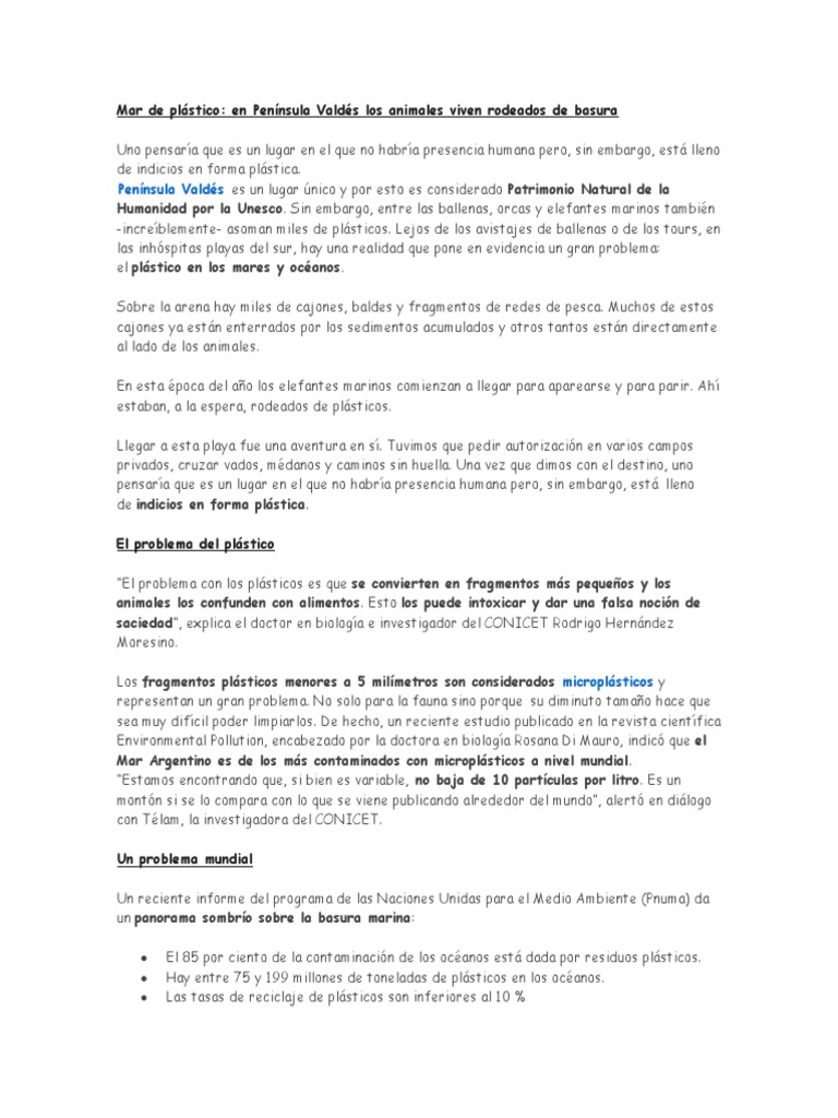 Plasticos en Los Oceanos | PDF | Residuos | El plastico