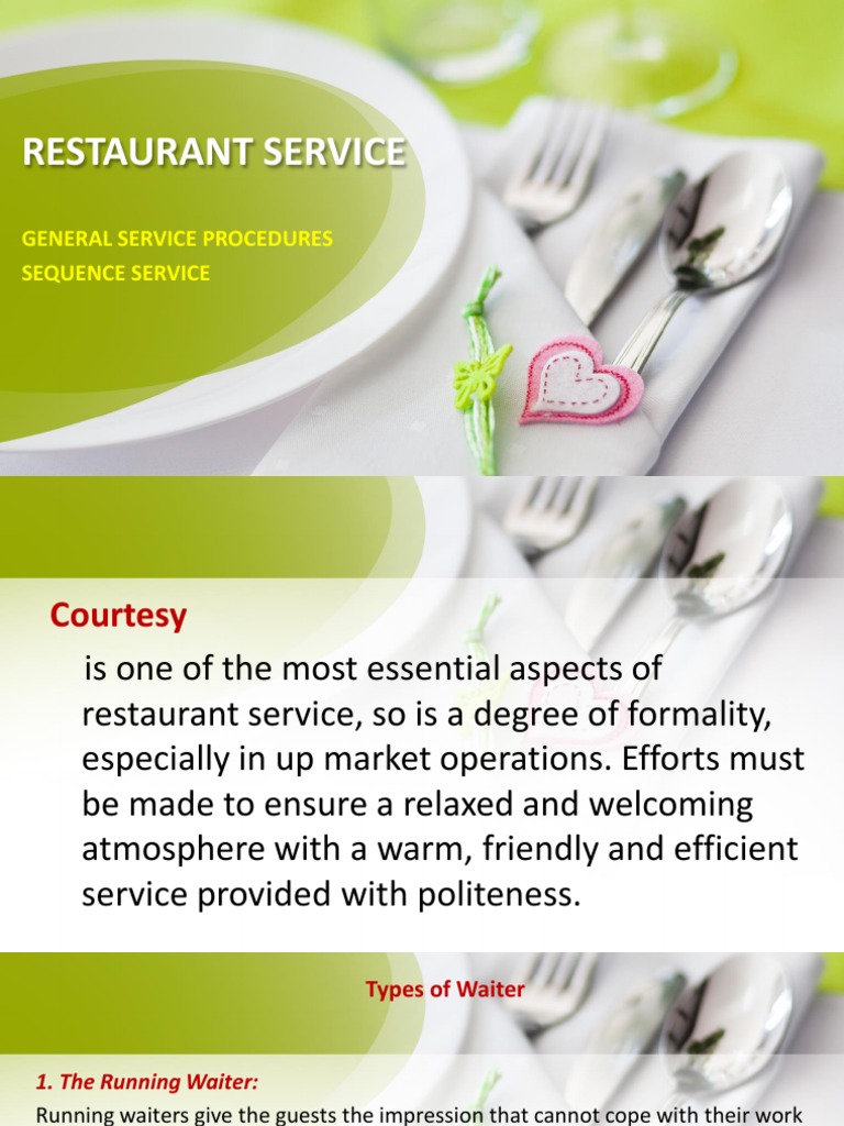 Restaurant Service Sequence Essentials | PDF | Tableware | Waiting Staff