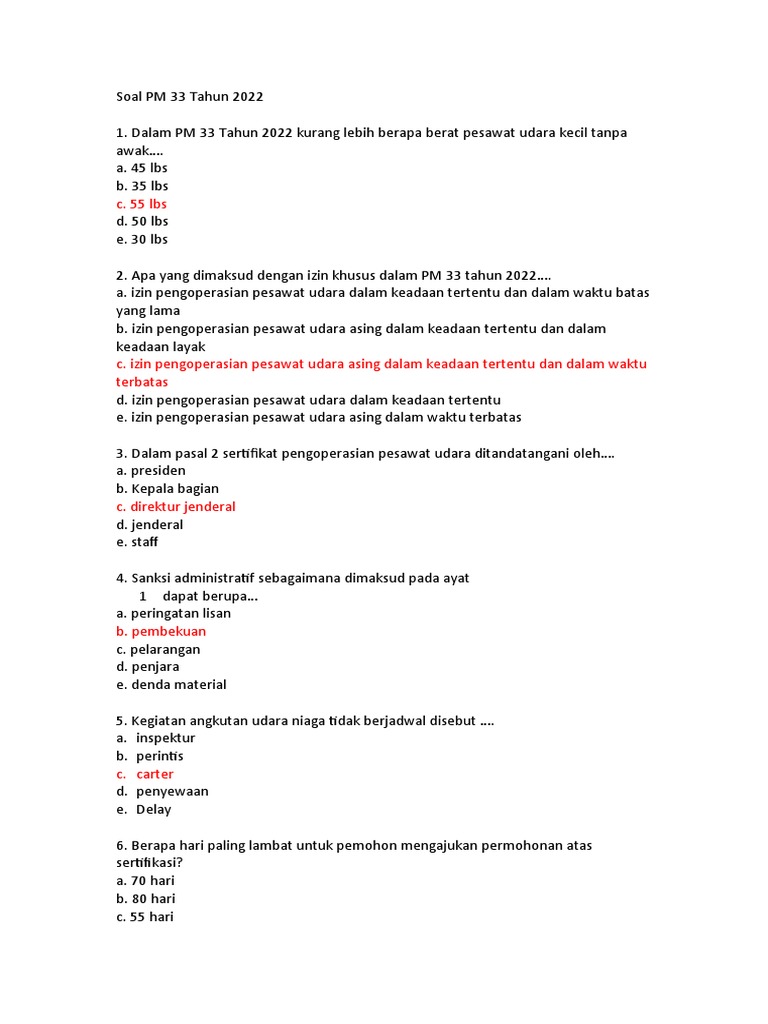 Soal pm 33 tahun 2022 pdf