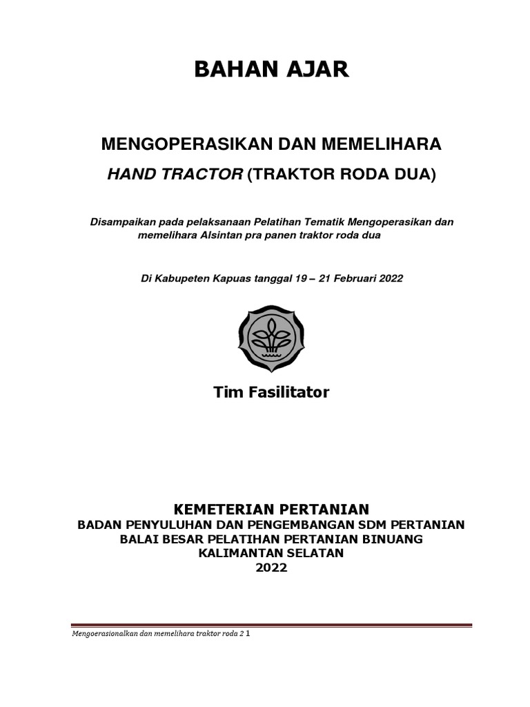 Panduan Operasional Traktor Roda Dua | PDF | Bisnis | Griya & Taman