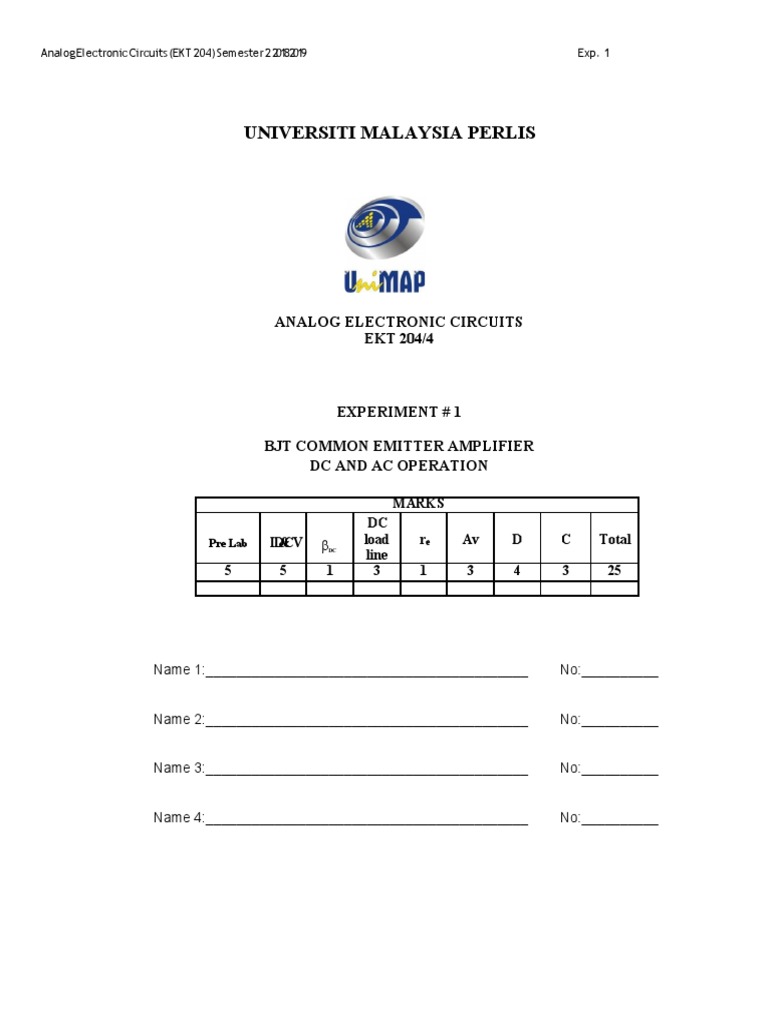 Lab 1 Dc And Ac Operation Pdf