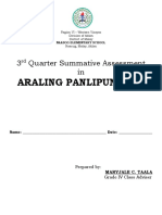 Araling Panlipunan Iv: 3 Quarter Summative Assessment in