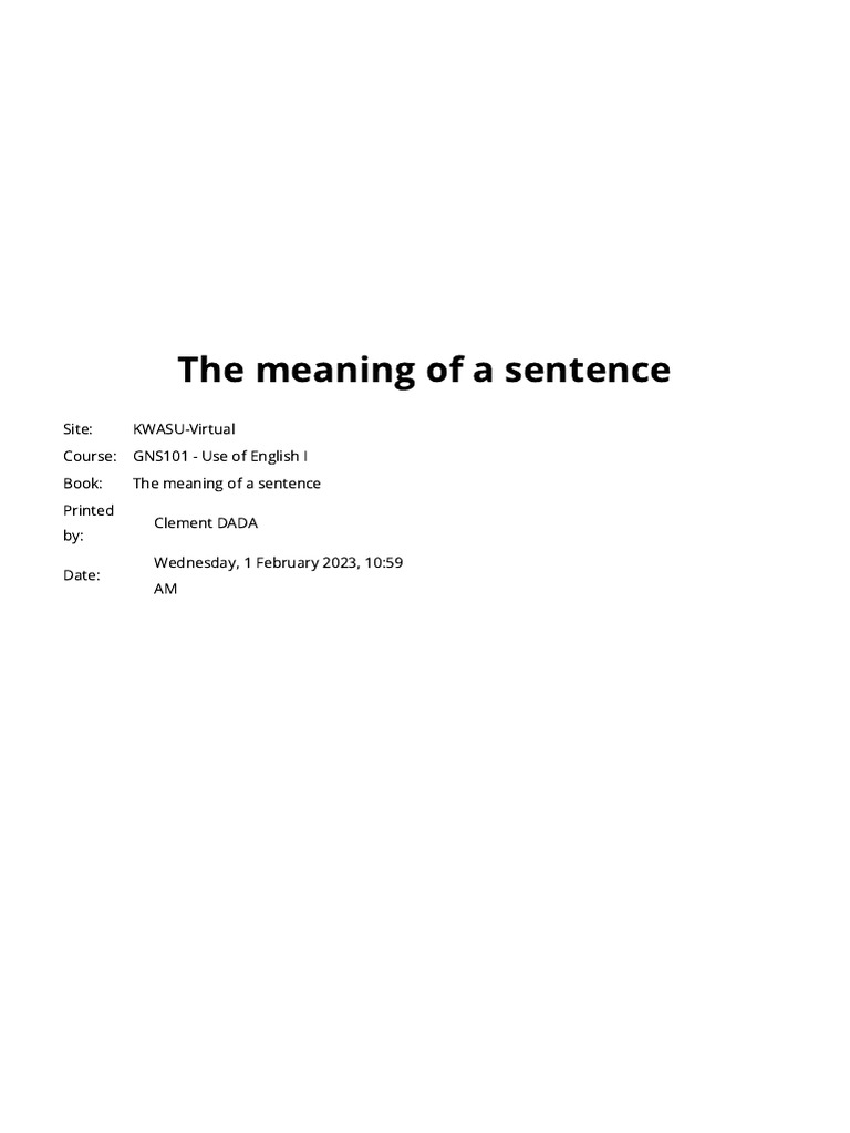 The meaning of a sentence pdf