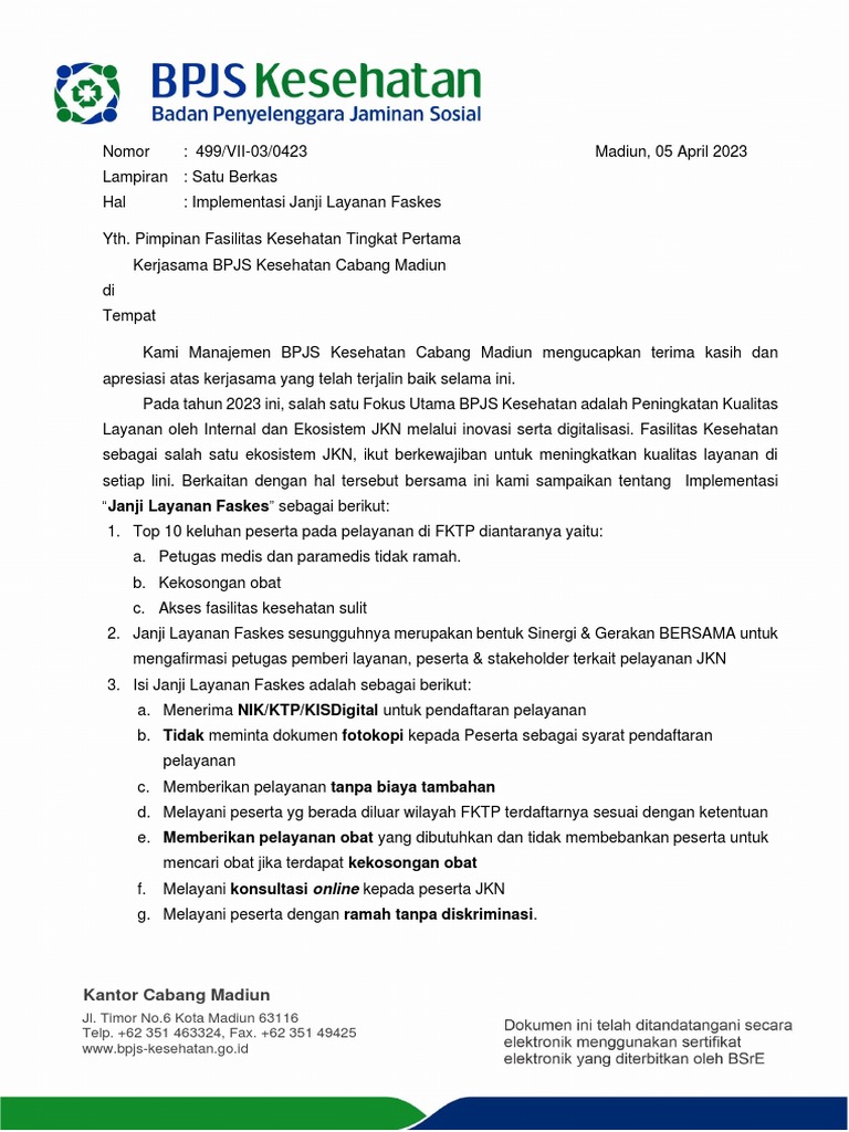 Implementasi janji layanan faskes pdf