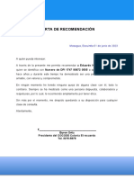 Carta de Recomendacion Personal Corta