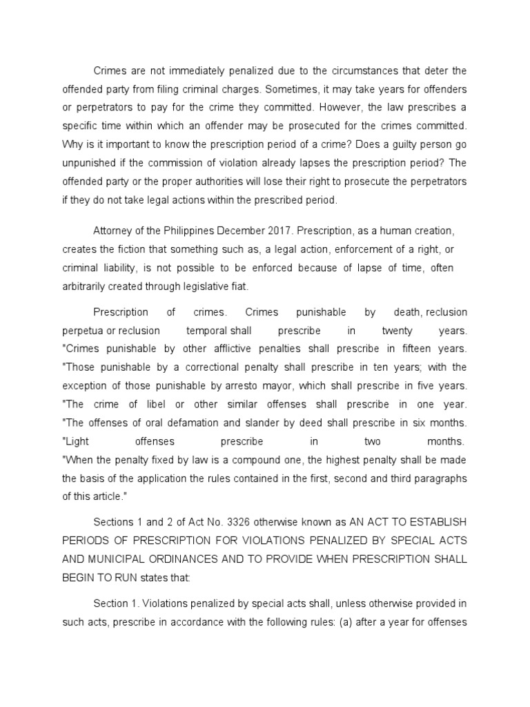 Prescription of Crime Download Free PDF Statute Of Limitations