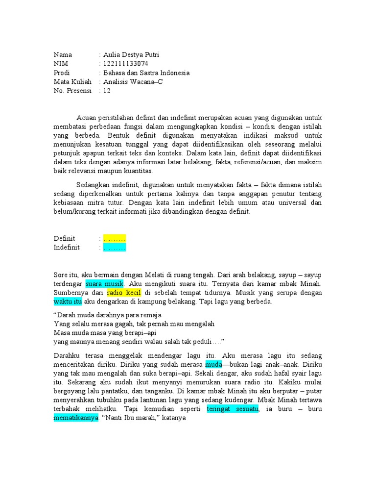 Definisi dan Contoh Istilah Indefinit | PDF