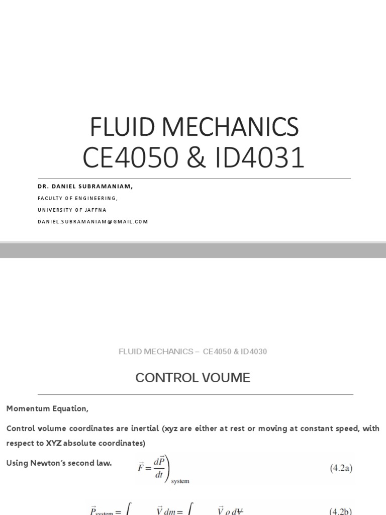 Momentum Equations in Fluid Mechanics | PDF | Momentum | Fluid Dynamics