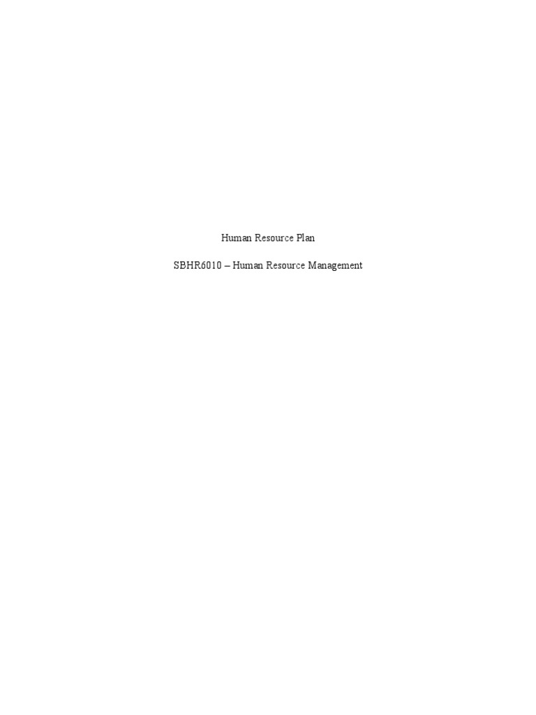 HR Plan PDF Human Resource Management Employment