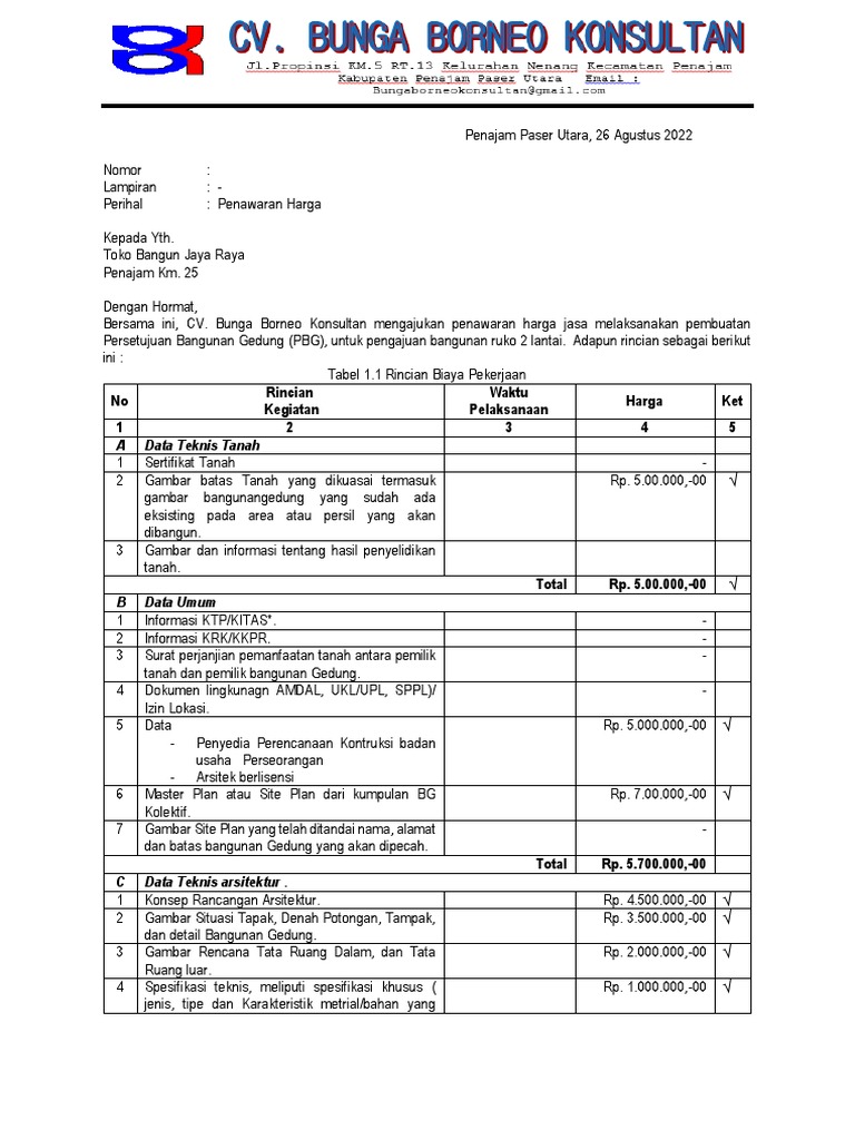 Biaya Pembuatan PBG Ruko 2 Lantai | PDF