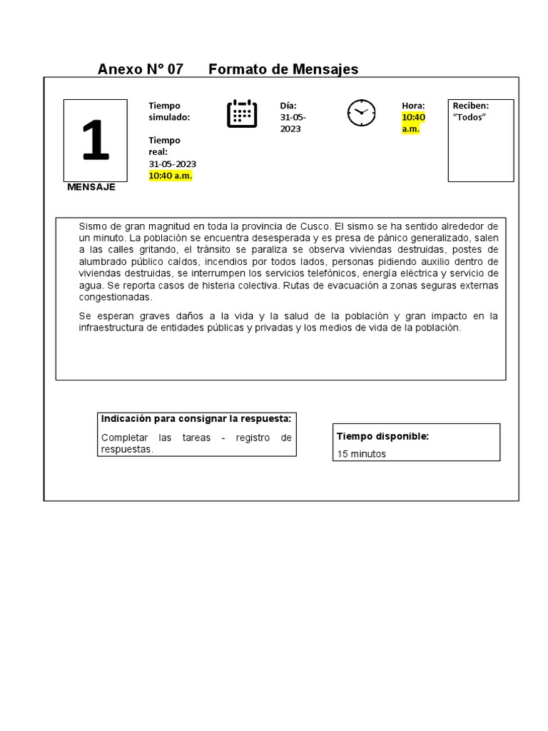 Mensajes simulacro pdf hospital defensa civil