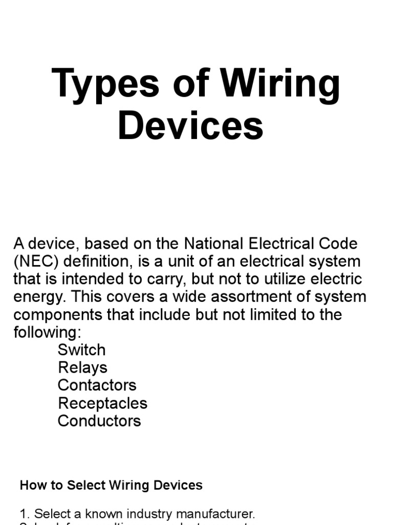 Types of Wiring Devices PDF Ac Power Plugs And Sockets Components