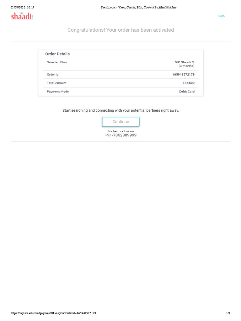 Shaadi.com VIP Membership Activation | PDF