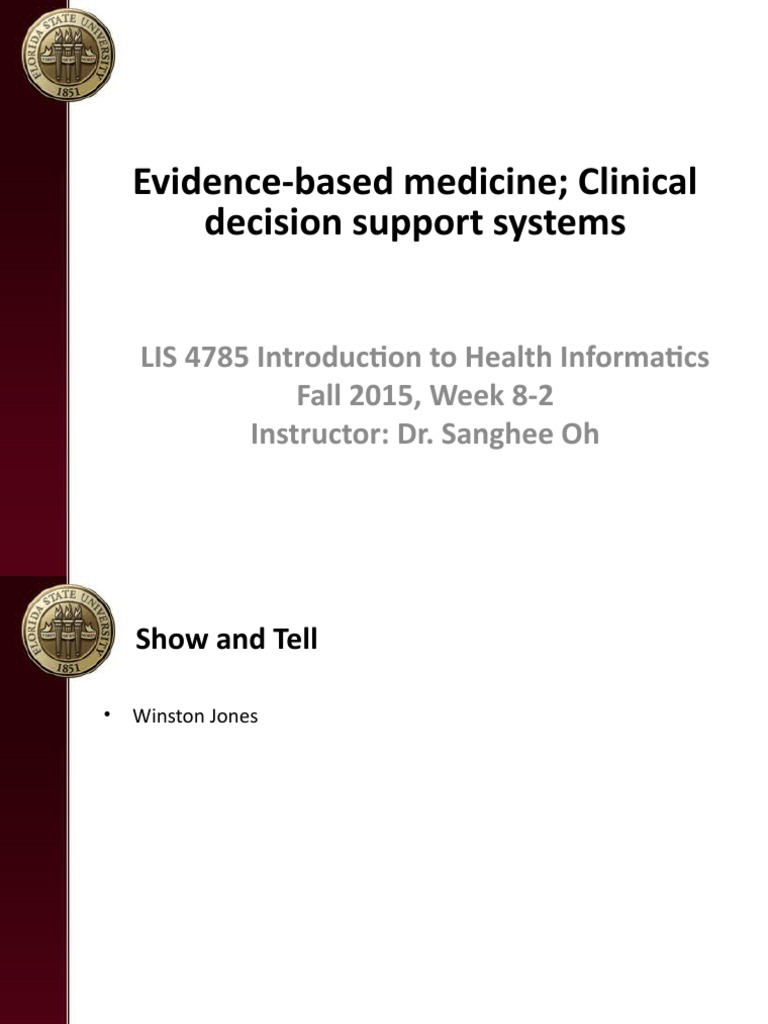 Week 8-2 Lecture CDSS Note | PDF | Evidence Based Medicine | Electronic ...