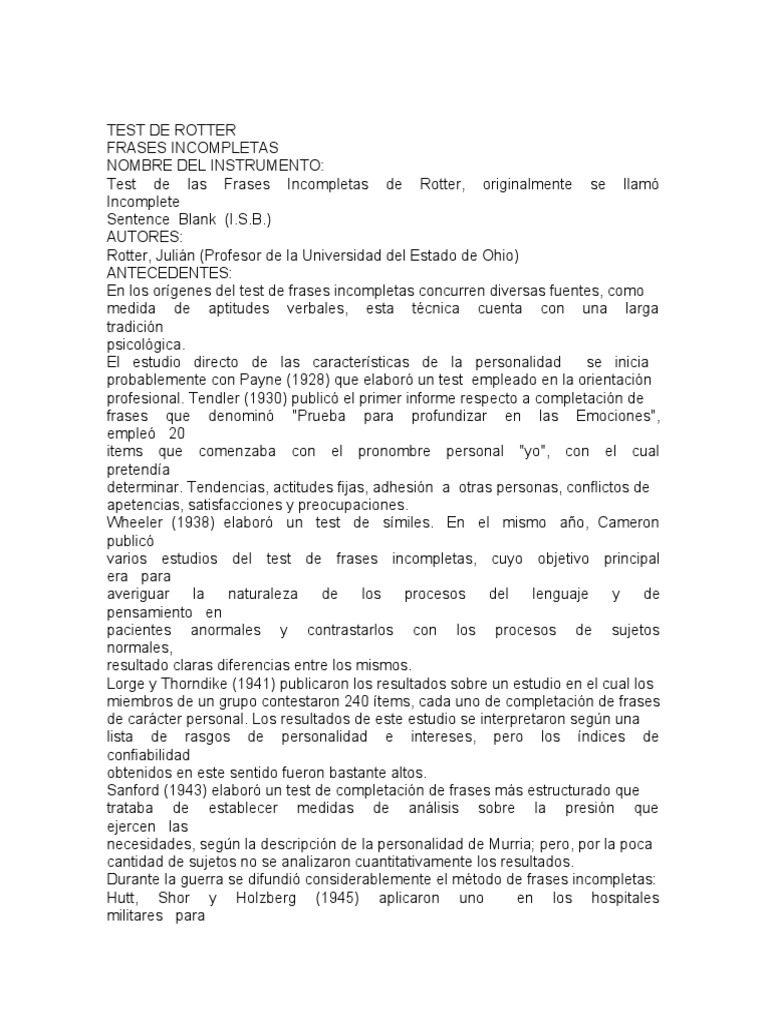 Test de Rotter 1 | PDF