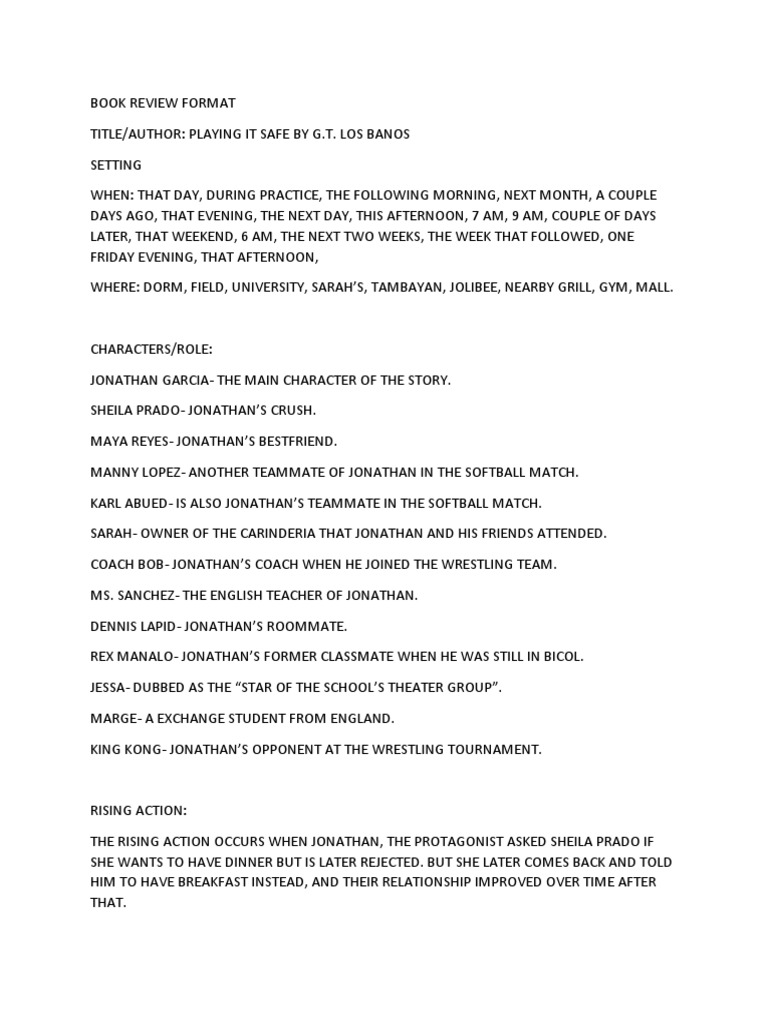 Book Review Format | PDF | Sports & Recreation | Mystery, Thriller ...