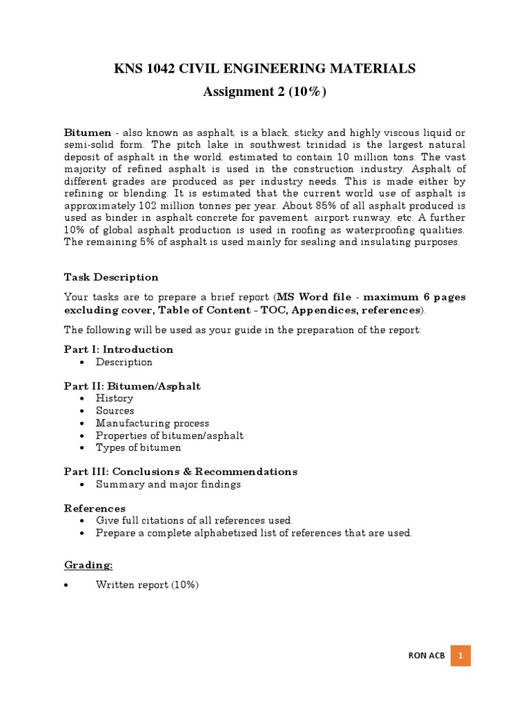 Civil Engineering Materials Task | PDF