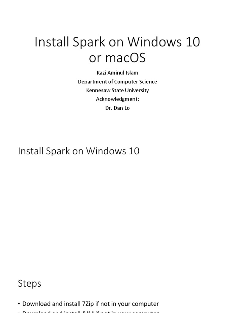 Install Spark On Windows 10-MacOS | PDF | Apache Spark | Apache Hadoop