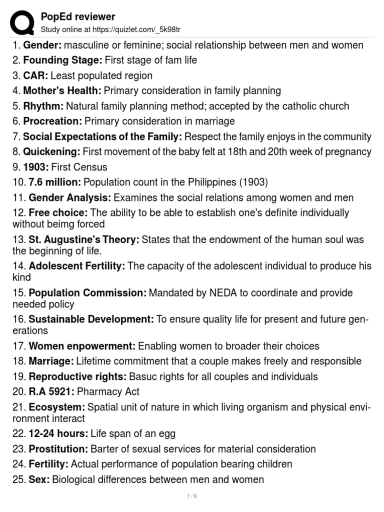 Pop Quiz Reviewer PDF