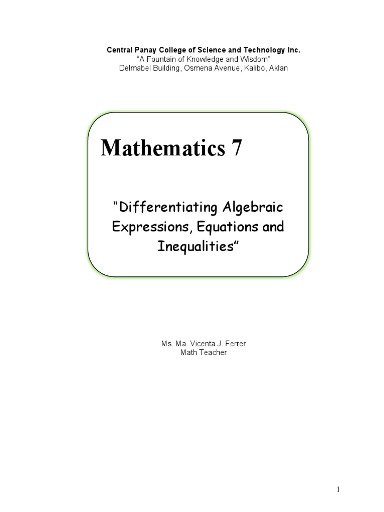 7 - Module 2 | Download Free PDF | Equations | Variable (Mathematics)