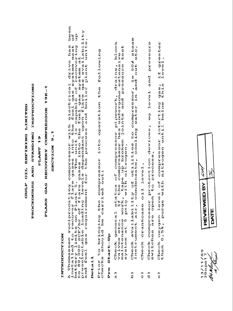 Flare Gas Compressor Procs PLT 19 9.1 To 9.5 PDF