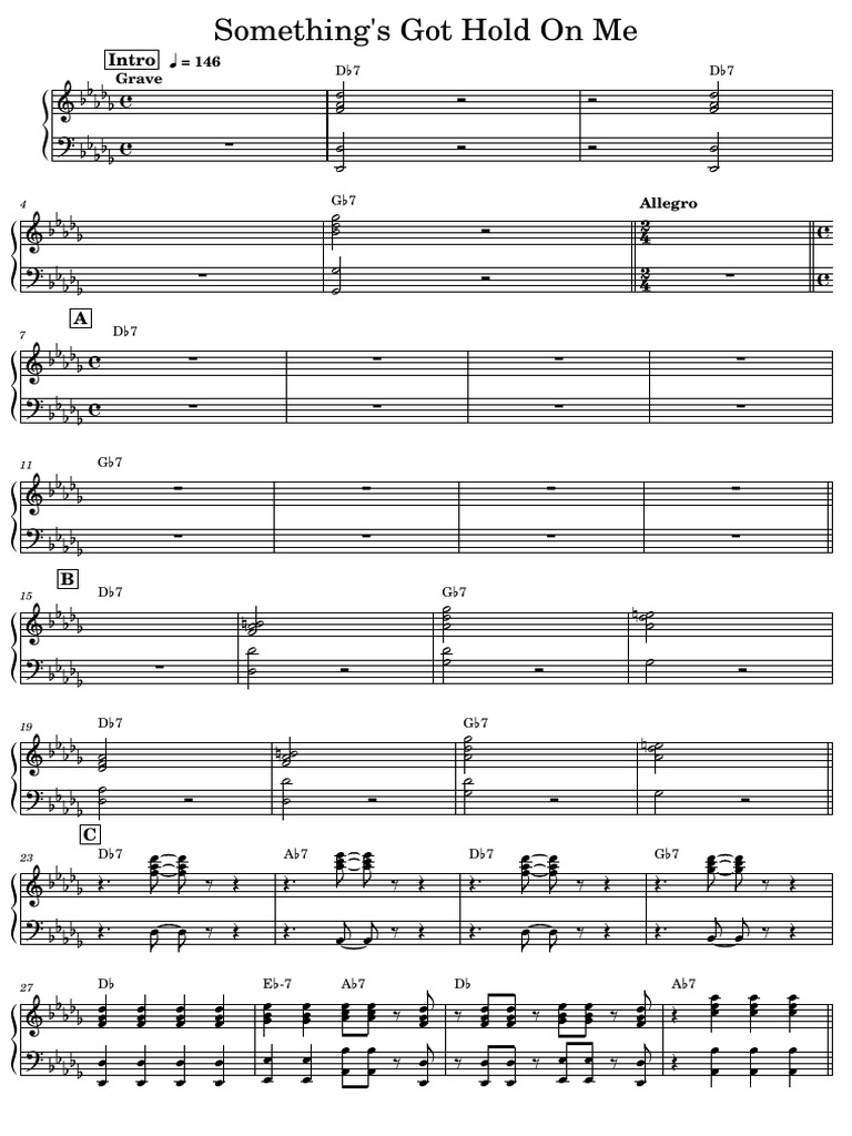 Something's Got Hold On Me Piano | PDF | Musical Keys | Compositions