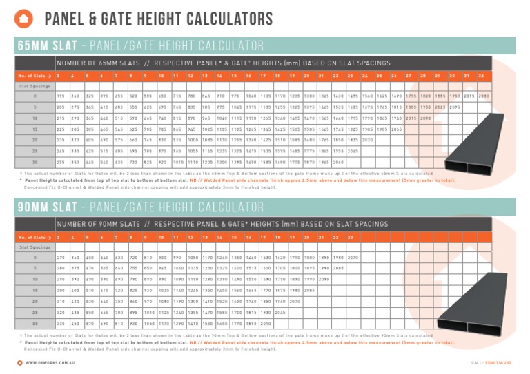 Slat SpacingHeight Calculator PDF