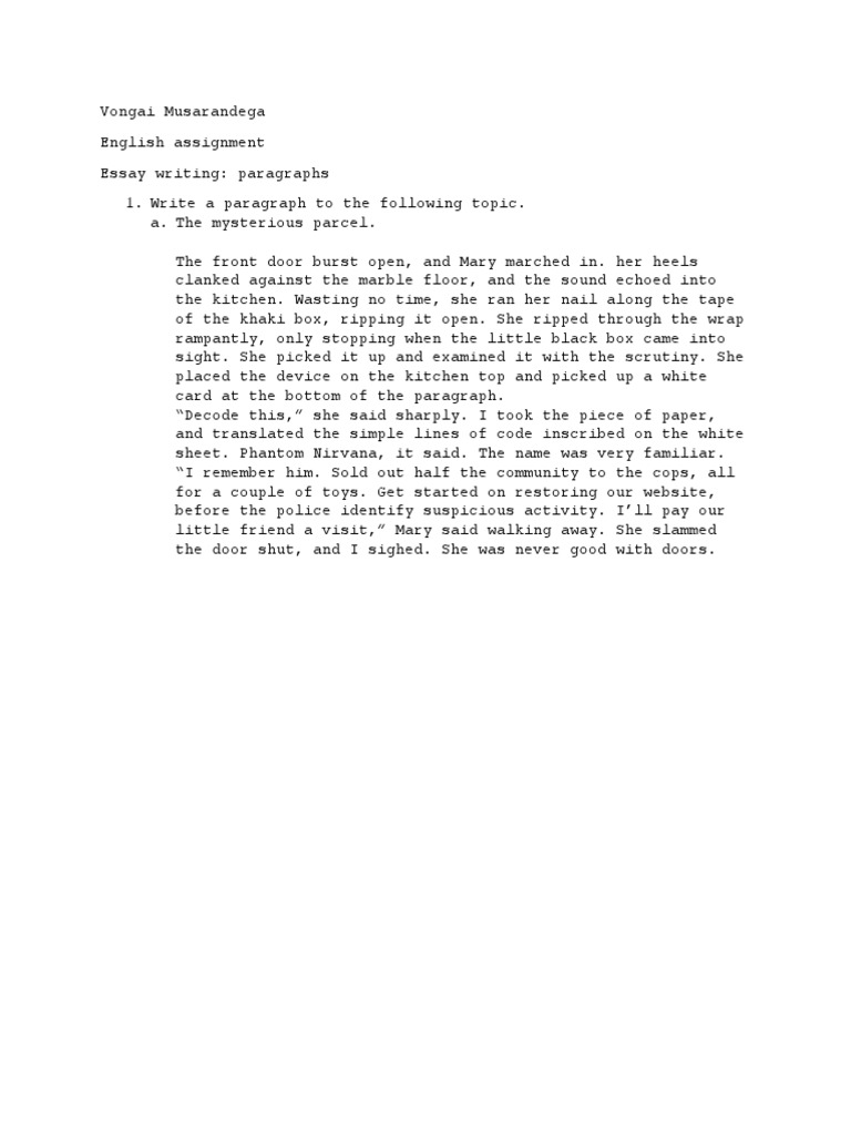 Paragraph writing pdf
