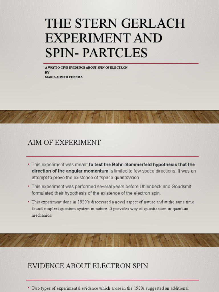 Stern-Gerlach Experiment and Electron Spin | PDF | Spin (Physics ...