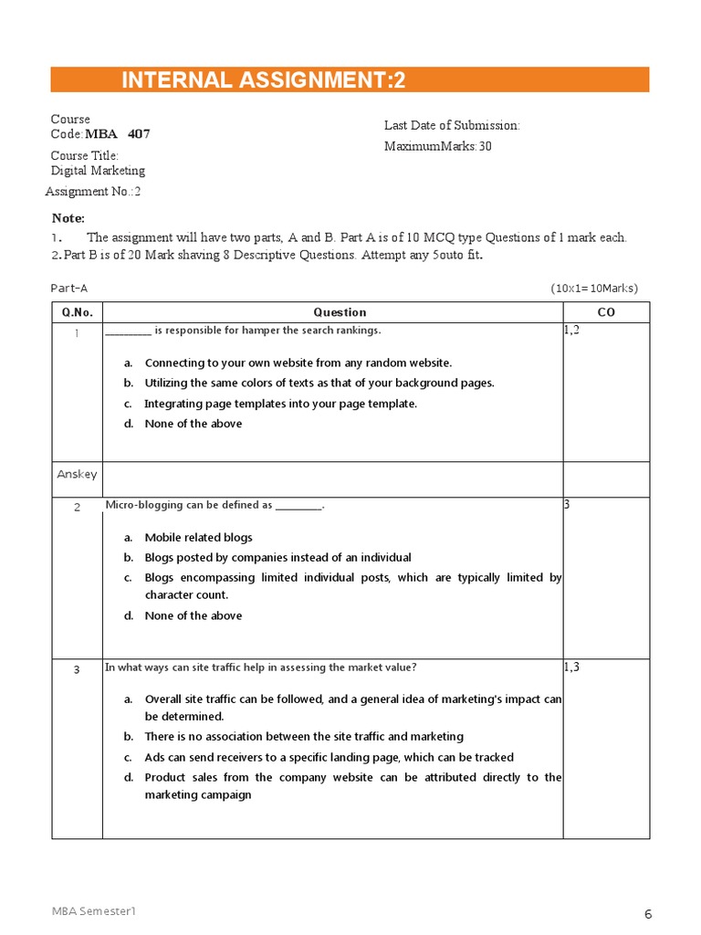 MBA Digital Marketing Assignment 2 | PDF | Target Audience | Marketing