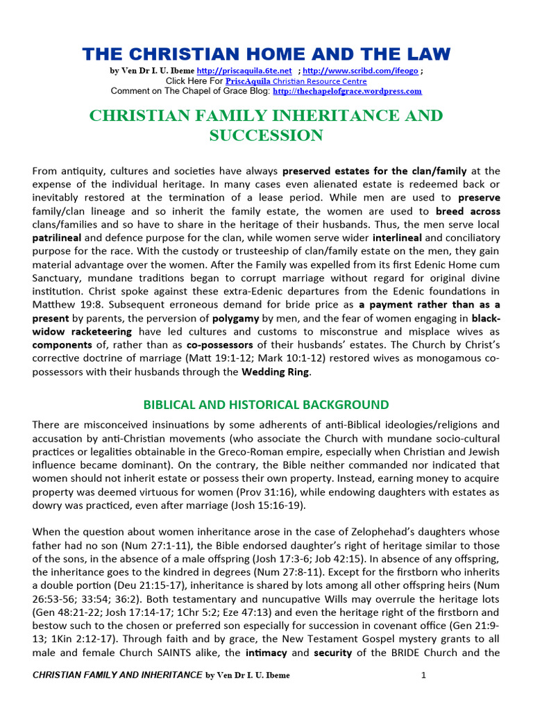 Christian Family Inheritance and Succession | PDF | Will And Testament ...