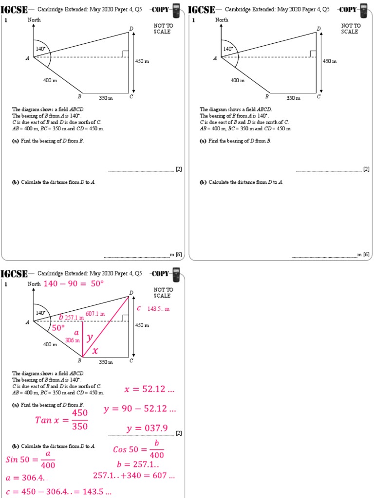 Trigonometry Bearings Higher IGCSE Questions 9 1 Standard PDF