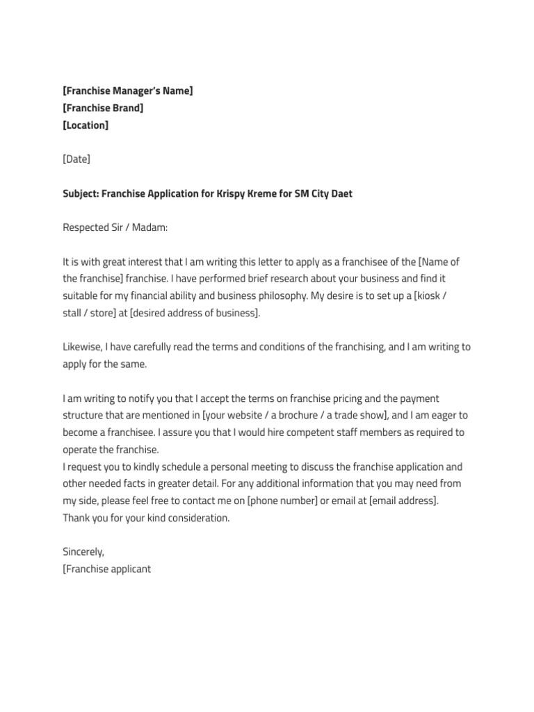 Franchise Application for Krispy Kreme | PDF | Career & Growth