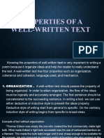 Properties of A Well Written Text