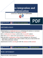 Process Integration and Optimization - Lecture One