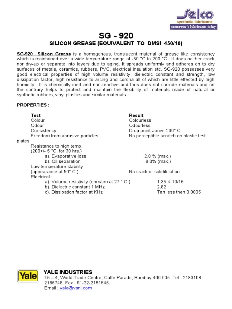 SG920 Electrically Conductive Grease PDF Insulator (Electricity