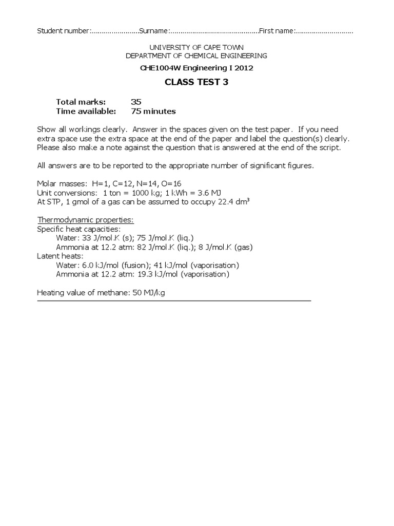 2012+Class+Test+3 | PDF