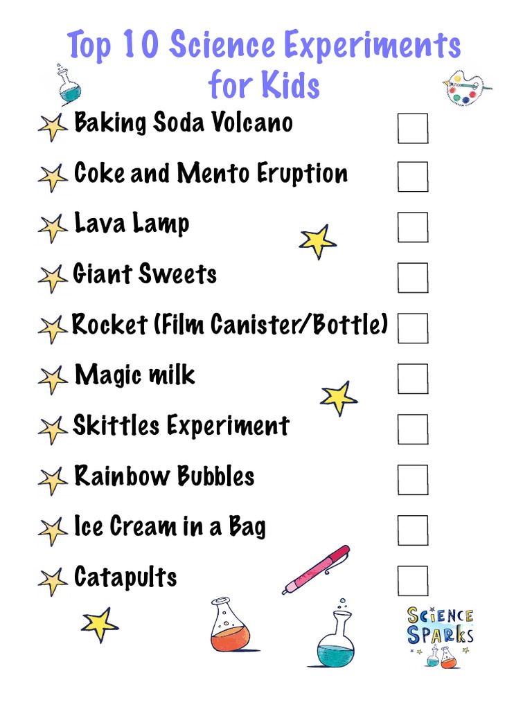 Top 10 science experiments checklist pdf
