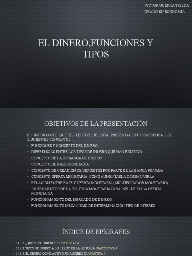 Funciones y Tipos de Dinero en Economía | PDF | Dinero | Base monetaria