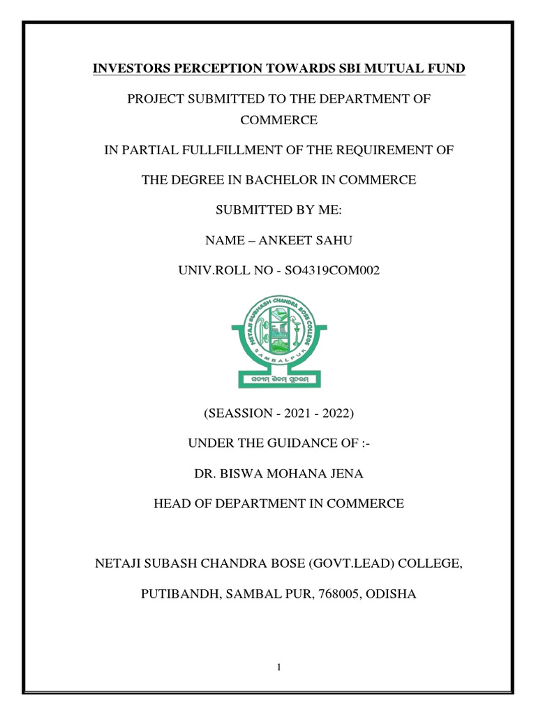 Ankeet Sahu Project PDF Investment Fund Exchange Traded Fund