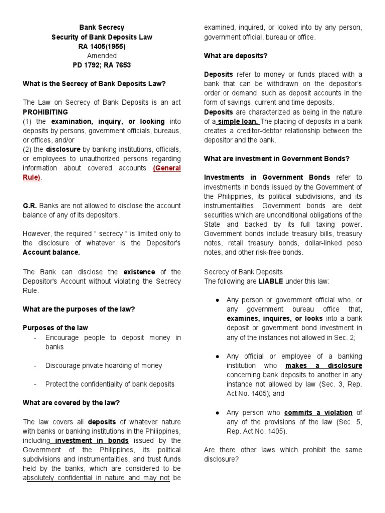 Bank Secrecy Reviewer | PDF | Banks | Money Laundering