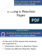 Lesson 8. Writing A Reaction Paper