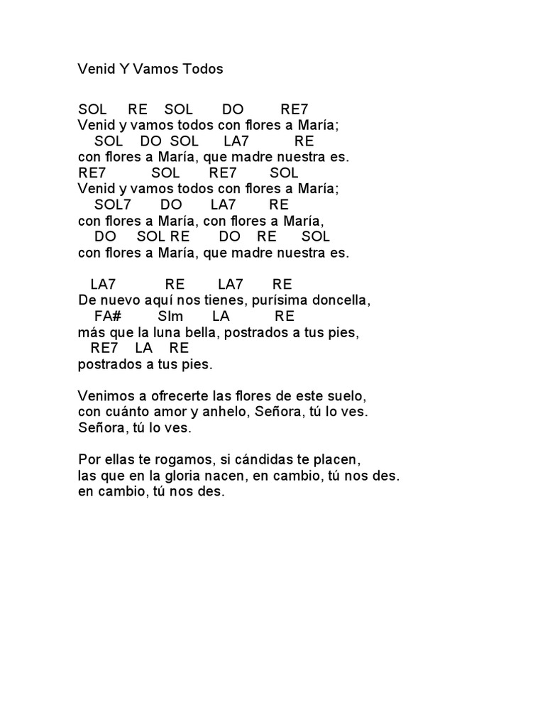 Venid y Vamos Todos: Letra y Acordes | PDF