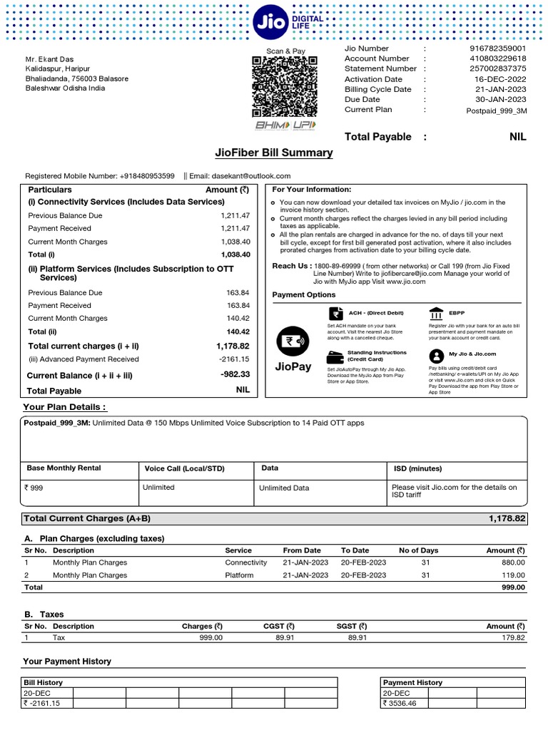 Jio bill pdf payments banks