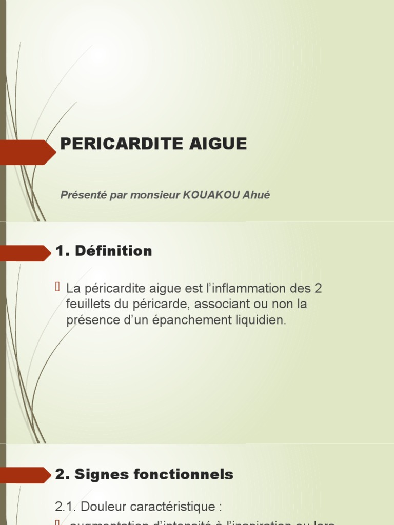 COURS SUR PERICARDITE AIGUE L2 | PDF