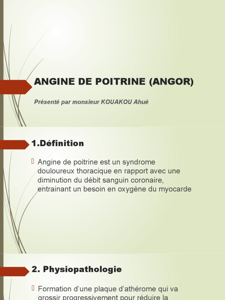 Cour Sur Angine De Poitrine PDF 1