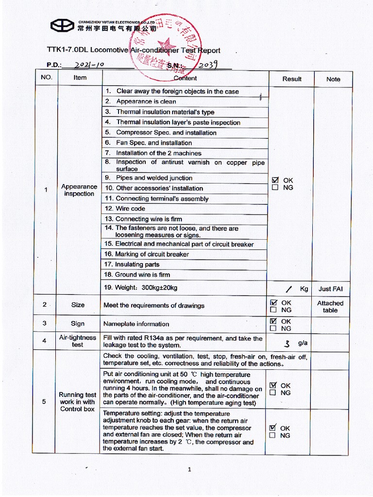 Air Conditioner Test Report PDF