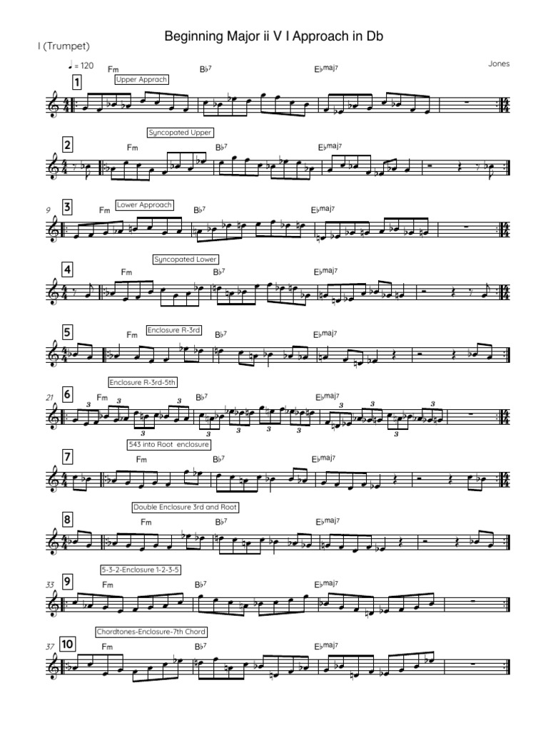 Beginning Major II V I Approach Patterns DB - Parts | PDF